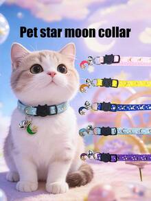 1 件装宠物星月项圈，颈围可调节，猫狗项圈，宠物节日礼物，斋月生日宠物配饰，宠物用品 - 彩色 - 查看 2