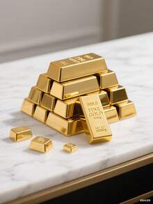 超大逼真金银砖装饰 - 空心仿金银条 - 道具金银砖装饰,适用于各种活动、聚会、冰箱贴、情侣游戏、猫咪礼物、圣诞节、玩具、减压、派对游戏 - 彩色 - 查看 5