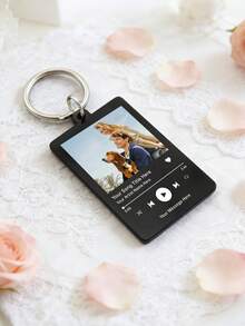 Custom Photo Music Keychain: Personalised Song Display With Optional Message,Song Keychain Personalised Album Style Keyring Music Boyfriend Girlfriend Valentines Music Love Birthday Wedding.Personalised Music Keychain: Custom Photo & Message Gift For Music Lovers - Multicolor - View 11