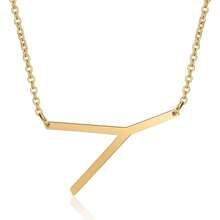1pc Letter Pendant Necklace, Stainless Steel Jewelry - Yellow Gold - View 18