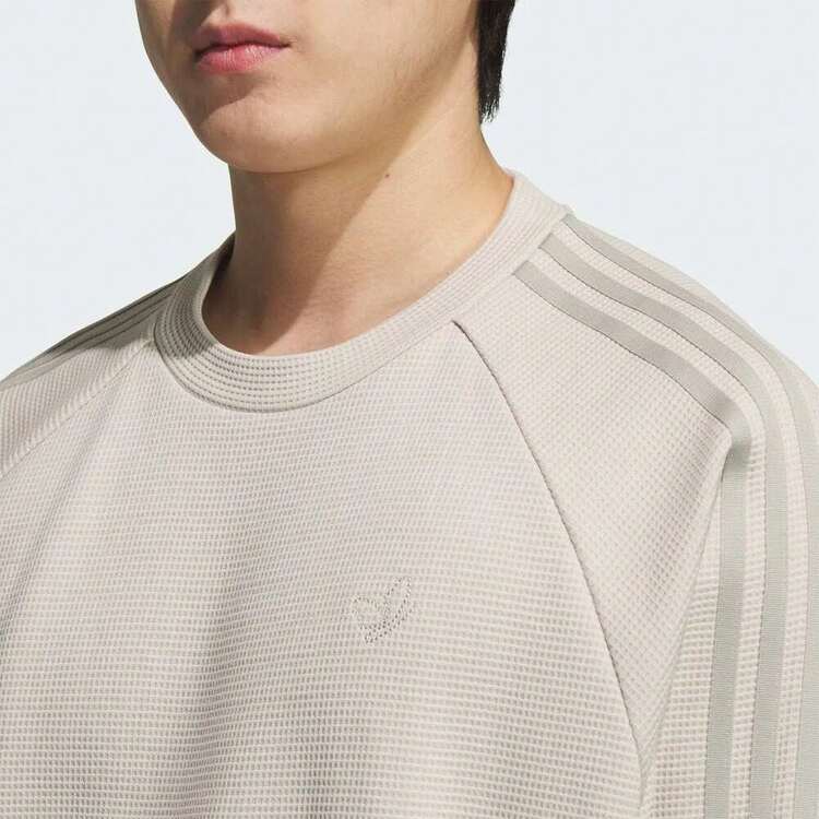 Adidas Originals 男士华夫格针织长袖T恤，TKH1175 - 米色 - 查看 4