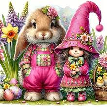 1套[30*30厘米/11.8*11.8英寸][40*40厘米/15.7*15.7英寸]5D亚克力钻石画套装，兔子和矮人图案，适合成人初学者DIY马赛克钻石画，全钻手工DIY钻石画，适用于客厅、卧室、办公室墙面装饰画，送给家人和朋友的惊喜艺术家居装饰礼物 - 無框 - 查看 9