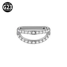 1件钛金CZ铰链式鼻中隔环侧镶锆石耳骨环女士耳廓耳骨穿孔耳环身体饰品 - 如圖 - 查看 22