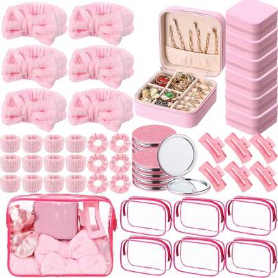 Su regalo perfecto: Juego de regalo de spa para mujeres de 8 piezas, diseñado específicamente para damas. Incluye: Joyero, diadema, pulsera, scrunchies, pasadores para el cabello, bolsa de cosméticos y espejo. Ideal para despedidas de soltera, regalos de damas de honor, Día de San Valentín, Día de la Madre y regreso a clases.