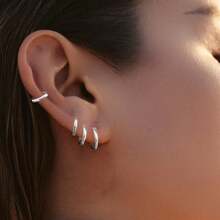 4pcs Set Minimalist Copper Exclusive Design Zirconia Stud Earrings, No Piercing Needed, Personalized Earcuffs, Simple Earrings - 金色 單耳四隻裝 - 查看 4