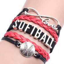 1pc Handmade Woven Lace-Up Letter Baseball Charm Bracelet - Adjustable Soft Ball Shaped Jewelry, Suitable As Gift For Athletes, Teams And Coaches - Multicolor - View 10