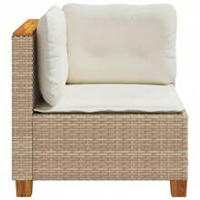 vidaXL Garden Corner Sofa With Cushions, Beige Poly Rattan - Beige - View 8