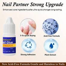 5入組含閃粉、UV凝膠、鑲嵌鑽石、壓克力等快速幹燥指甲膠套裝，堅固黏合假指甲美甲工具 - 無色 - 查看 4