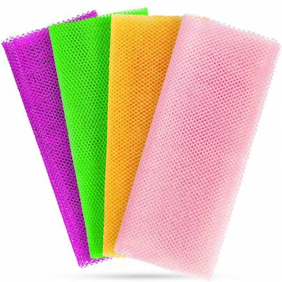 6-Pack Multi-Color African Net Exfoliating Bath Towels - Pink, Purple, Blue, Yellow, Black, Brown, Double-Sided Design For Gentle/Coarse Exfoliation, Effective Body Scrubbing, Back Scrubber, Long-Lasting Use, Quality Mesh Material, Convenient Tie-Up Towel Design, Bath Sponge, Leaves Skin Smooth And Soft, Portable, Easy To Clean, Rich Lather, Ideal For Daily Use
