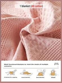 1pc Soft & Comfortable New Waffle Gauze Blanket, Skin-Friendly, Solid Color, Suitable For Bed, Sofa, Pillow - Perfect For Relaxation And Snuggling - Quietly Weaving Words On Bean Yarn - View 11