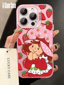 1 Piece IMD Pink Strawberry And  Girl Graphiccartoon Phone Case: Sweet Cool Style. Vibrant Pink, Shock-Absorbent, Compatible With IPhone16 Pro Max, 15/14 Plus, 13, 12, 11, 17,Waterproof, Shockproof, And Scratchproof Perfect Gift For New Year/Valentine's Day, Family/Friends/Lovers - 粉紅色1 - 查看 5