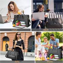 Women's Lunch Tote Bag Multi-Pocket Laptop Handbag Insulated Laptop Briefcase With Lunch Compartment Features Thermal Insulation And Leak-Proof Design Crafted From Premium Waterproof PU Leather With Polyester Lining Scratch-Resistant And Durable. 15.6-Inch 2-In-1 Lunch Tote Bag. Large-Capacity Laptop Bag. The Perfect Mother's Day Gift. An Ideal Work Companion For Carrying Or Storing Lunch, Fruit, And Beverages, Suitable For Various Occasions. Perfect For College, Work, Picnics, Camping, And More. Suitable For Professionals, Teachers, Nurses, Office Settings, And Casual Outings. - 查看 6