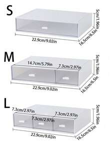 1pc Transparent Stackable Storage Box, Minimalist Desktop Compartment Drawer Organizer - Clear - View 7
