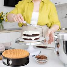 18cm And 21cm Springform Cake Tins For Baking Round Cake Tin Set Of 2 Non Stick Carbon Steel And Loose Base For Easy Release 8 Inch Round Pan Cheesecake Tin Springform Loose Bottomdjj - Black - View 6