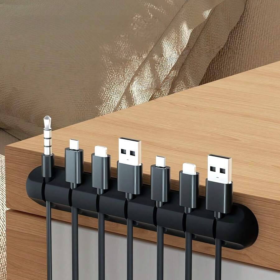 Bộ sắp xếp cáp để bàn tự dính 3/5/7 lỗ, kẹp quản lý cáp sạc điện thoại, cáp dữ liệu, dây nguồn, chuột, tai nghe. - Nhiều màu - Xem 1