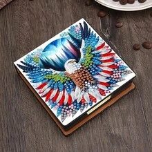 1pc DIY Diamond Art Owl Pattern, Asymmetrical Rhinestone Mosaic Painting, Black Faux Leather Self-Adhesive Memo Pad Box With 160 Sheets, Ideal For Home, Office And School Supplies, Craft, Cute Stationery, Holiday Gift - View 4