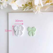 可重复使用的3D蝴蝶结造型聚合物粘土切割器套装，可爱手工工艺材料，适用于耳环和珠宝制作，塑料材质 - 白色 - 查看 9