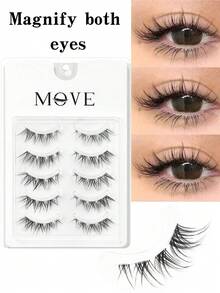 5 Pairs Fox Fur Eyelash Extension Set - Natural, Cat Eye, Fluffy Style, D Curl, 0.05mm Thickness, 6-13mm Length, Reusable, Transparent Base DIY False Eyelashes For Beginners - View 8