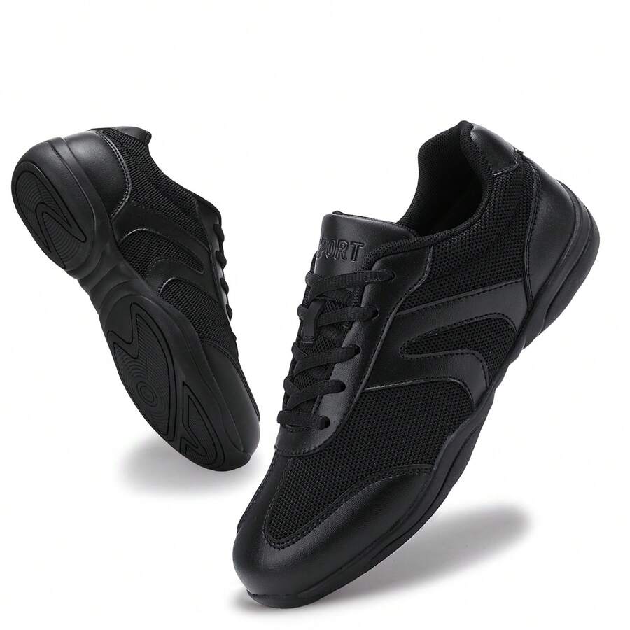 Zapatos de porristas negros para mujer, zapatos de baile de porristas para niñas, adecuados para entrenamiento de equipo adolescente, competición, porrismo - Negro - Ver 1