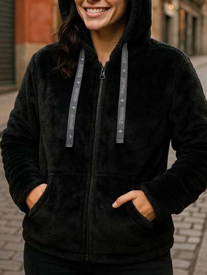 HPC POLO SUDADERA PARA MUJER PELUCHE DAMA CASUAL HOODIE CON CIERRE Y GORRO AFELPADO COMODO, LIGERO, CASUAL, PELUCHE