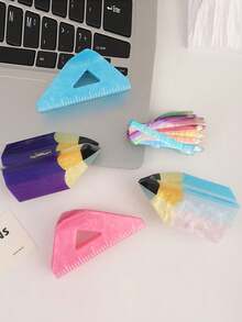 1件新款时尚创意趣味文具尺铅笔发夹浴室碗发髻爪夹发爪 - 彩色 - 查看 1