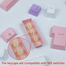 ABS Material, OEM Height, Purple, Pink And White Dual-Color Injection Molding Keycaps With Transparent Characters. Suitable For MX Switches. 6.25U Spacebar Size. Includes Keycaps Only, No Keyboard Body. Comes With Keycap Puller Tool. - View 7