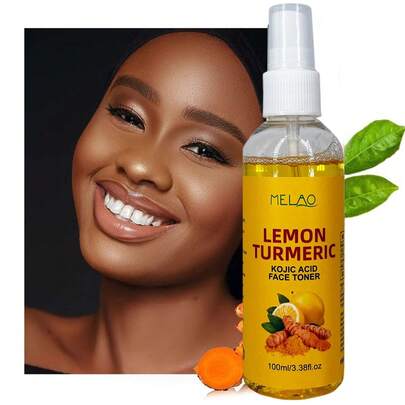  MELAO柠檬姜黄曲酸爽肤水，亮肤净颜爽肤水，蕴含天然柠檬、姜黄和曲酸，均匀肤色，收缩毛孔，清新平衡肌肤，适合所有肤质，100毫升/3.38液盎司