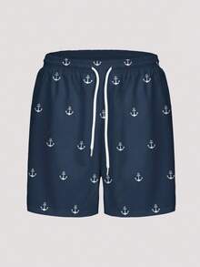 Open Phase Men's Ocean Element 3D Digital Print Casual, Beach, Daily Vacation Shorts With Drawstring, Single Layer No Lining,Hawaiian - Blue - View 2