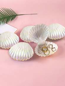 1个贝壳造型首饰收纳盒，美人鱼主题迷你贝壳盒，项链盒，造型首饰收纳盒，适用于海底世界、生日派对、迎婴派对、母亲节、毕业季等场合 - 多色 - 查看 3