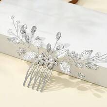 European And American Cross-Border Rhinestone Alloy Hair Comb, Ancient Chinese Style Hanfu/Qipao Hair Accessory, Wedding Bridal Headdress,Elegant,Party - Silver - View 8
