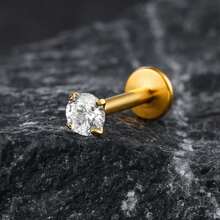 1件无螺纹推入式合成氧化锆耳钉，扁平唇钉，ASTM F136钛金属耳钉，适用于耳软骨、耳廓、耳屏等部位，身体穿刺饰品 - 3028 - 查看 24