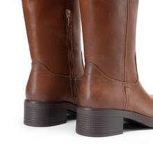 Womens Square Toe Chunky Block Heel Knee High Boots Banana Campus Boots For Women Casual Comfortable Low Heel Side Zipper Riding Tall Boots - Màu nâu  Mocha - Xem 8
