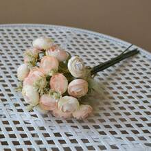 6 piezas de flores artificiales de ranúnculo, flores de ranúnculo mini realistas, flores artificiales de interior de primavera, ramo DIY, decoración para boda y fiesta de novia, flores falsas vintage rosa a granel - Multicolor - Ver 12