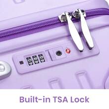 Lightweight 20 Inch Carry On Suitcase, PC Hard Shell Travel Small Luggage With 4 Spinner Wheels & TSA Lock For Travel, Purple - Mauve Purple - View 8
