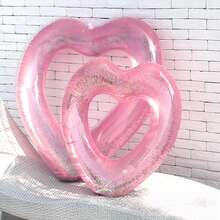 Adult Inflatable Heart-Shaped Swimming Ring, Water Floating Tube, Summer Beach Party Supplies - Dusty Pink - View 2