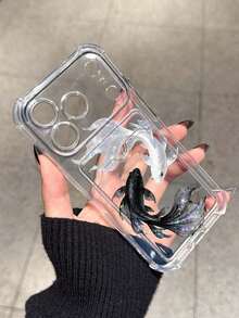 黑白锦鲤图案卡槽防震手机壳，适用于苹果17/16/14 Pro Max、新款13、15、Ins Style 12/12 Pro、11、15 Pro Max、16 - 無色 - 查看 1