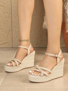 Women's Platform Wedge Sandals, Fashion Versatile Suitable For Daily Wear - Apricot - View 5