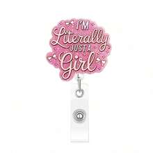 1pc Glitter Acrylic Badge Reel, Retractable ID Card Holder, Nurse/Doctor Badge Reel Gift, Retractable Badge Reel - Multicolor - View 12