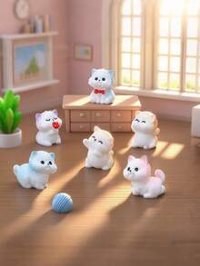 10pcs Cat Shaped Small Resin Figurines, Miniature Garden Landscape Decor Accessories, Suitable For Desktop, Car, Room Decoration, Creating A Warm And Cozy Living Space, Wishing You A Gentle And Comfortable Daily Life - A - View 2