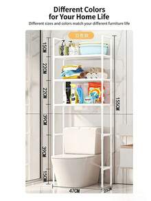 1pc-3rd Floor Bathroom Storage Rack, Bathroom Rack Above Toilet Seat,Bathroom Storage Platform, Multifunctional Storage Platform - 黑色 - 查看 1