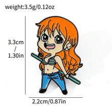 1/6件套卡通版海贼王Q系列，蒙奇·D·路飞，罗罗诺亚·索隆帅气胸针，背包装饰 - 彩色 - 查看 8