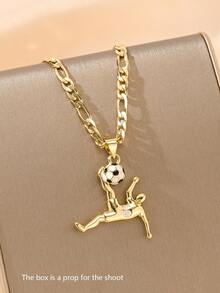 1pc Classic New Enamel Crafted 2026 World Cup Soccer Shooting Pendant Necklace, Suitable For Stacking, Limited Edition, Ideal Gift For Christmas/Thanksgiving/Halloween/Mother's Day/Valentine's Day, Communion, Daily & Holiday Wear, Prayer - Yellow Gold - View 4