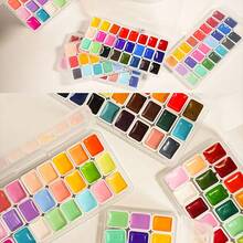 Solid Watercolor Paint Set - Portable & Lightweight, High Concentration Pigment, Starry Sky Tones - Suitable For Artists, Perfect Holiday Gift - 24 Colors Set - View 5