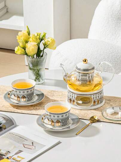 Ceramic Coffee Cup & Teapot Set, Kitchen & Dining Room Decor, Cold Water Kettle, Thermal Carafe, Tea Pot, Mugs, Suitable For Tea, Coffee, Milk, Fruit Juice, Weddings, Parties, Gifts, Birthdays