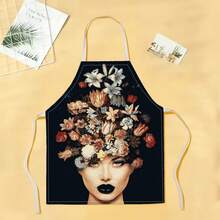 1pc Cherry Blossom Pattern Apron, Creative Funny Fashion Printed Apron, Home Cleaning Apron, Easy Clean Kitchen Cooking Apron, Creative Home Apron - Multicolor - View 8