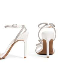 2026 New Stiletto For Women With Rhinestone Buckle Strap And Bow Knot Fashion Open Toe Ankle Strap High Heeled Sandals For Wedding Party Prom Wearing - 白色 - 查看 6