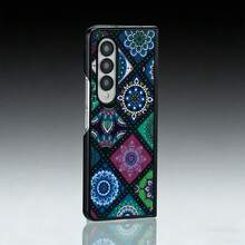 Bohemian PU Leather Hard Shell Foldable Phone Case Compatible With Samsung Galaxy Z Fold3/Z Fold4/Z Fold5/Z Fold6/Z Fold7 - Green - View 1
