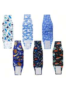 1 pieza Banda para barriga de perro macho, pañal de alta absorción para perro macho, lavable, adecuado para incontinencia de perro macho y entrenamiento de cachorros, pañal de perro reutilizable, con estampado de tema oceánico (ballena, pez, ancla, cangrejo), accesorio divertido para perro, pañal para cachorros. - Multicolor - Ver 3