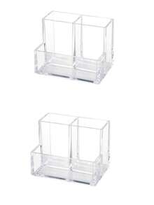 3-Compartment Transparent Acrylic Makeup Organizer, Brush Holder, Lipstick & Skincare Display Rack, Pen Holder, Suitable For Vanity, Office Desk, Small Acrylic Pen Cup, Makeup Brush Holder - Multicolor - View 11