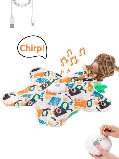 Rechargeable Cat Toys For Indoor Cats Hide And Seek Game Interactive Cat Toy Real Chirping Moving Concealed Feathers Durable Exercise Toys For Indoor Cats, Bored Adult Cats Wand Toy